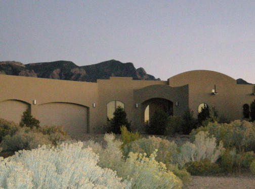 Pueblo - west elev sunset